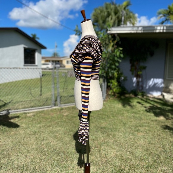 Ronny Kobo Barah Multi Stripe Knit Ribbed Crop Top Size Small - Picture 6 of 9